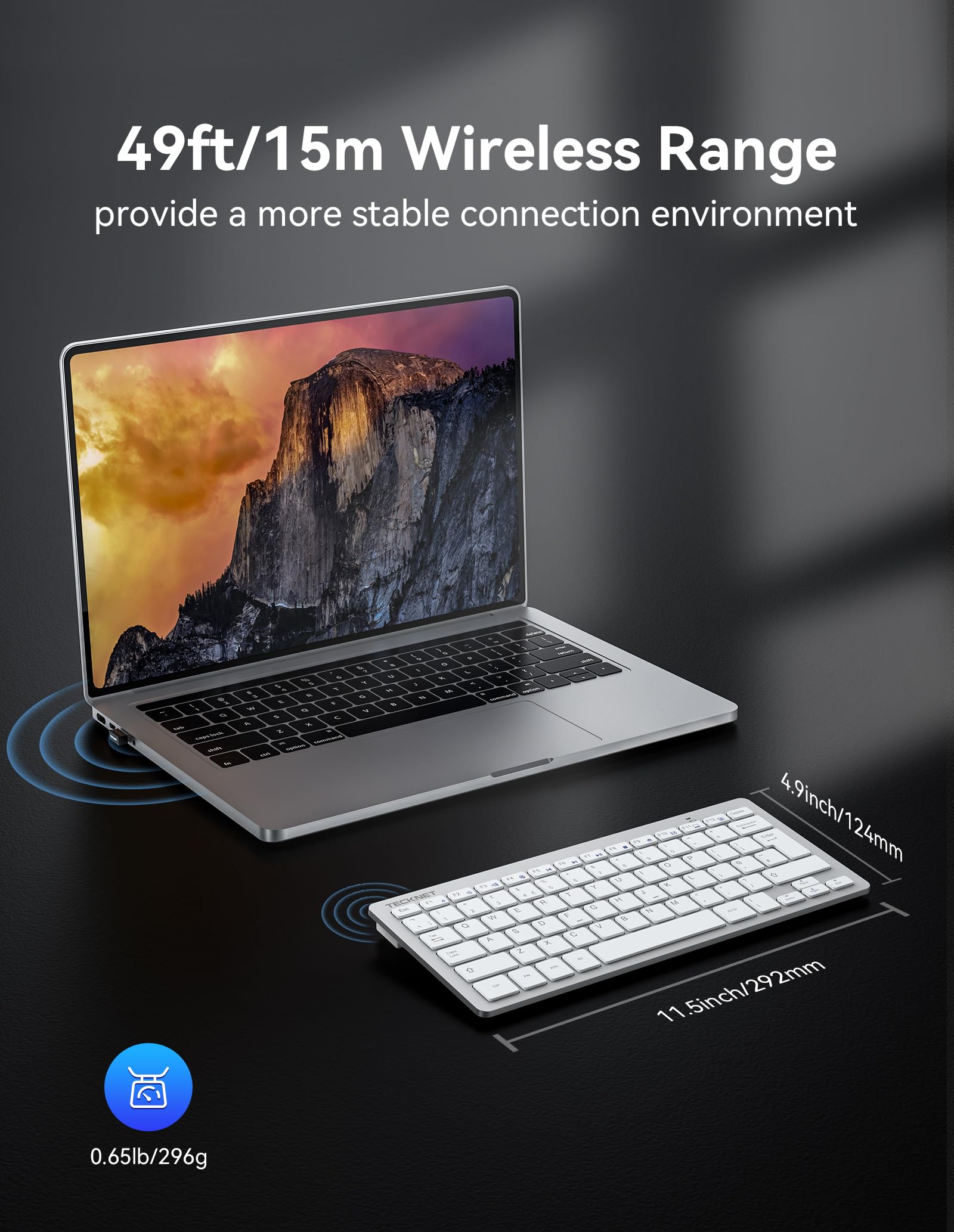 TECKNET 2.4G Wireless Keyboard For Windows/Chrome OS, UK Layout Compact Mini Keyboard, Small Silent Whisper-Quiet Keyboards with 12 months Battery Life (Pink)