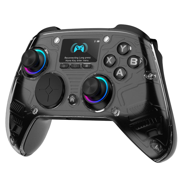AOC Wireless Gaming Controller for PC/Switch/iOS/Android/PS4, Interactive Screen, Hall Effect Stick & Dual-Mode Trigger, RGB Lighting, Customizable Buttons, Bluetooth/2.4G/Wired (White)
