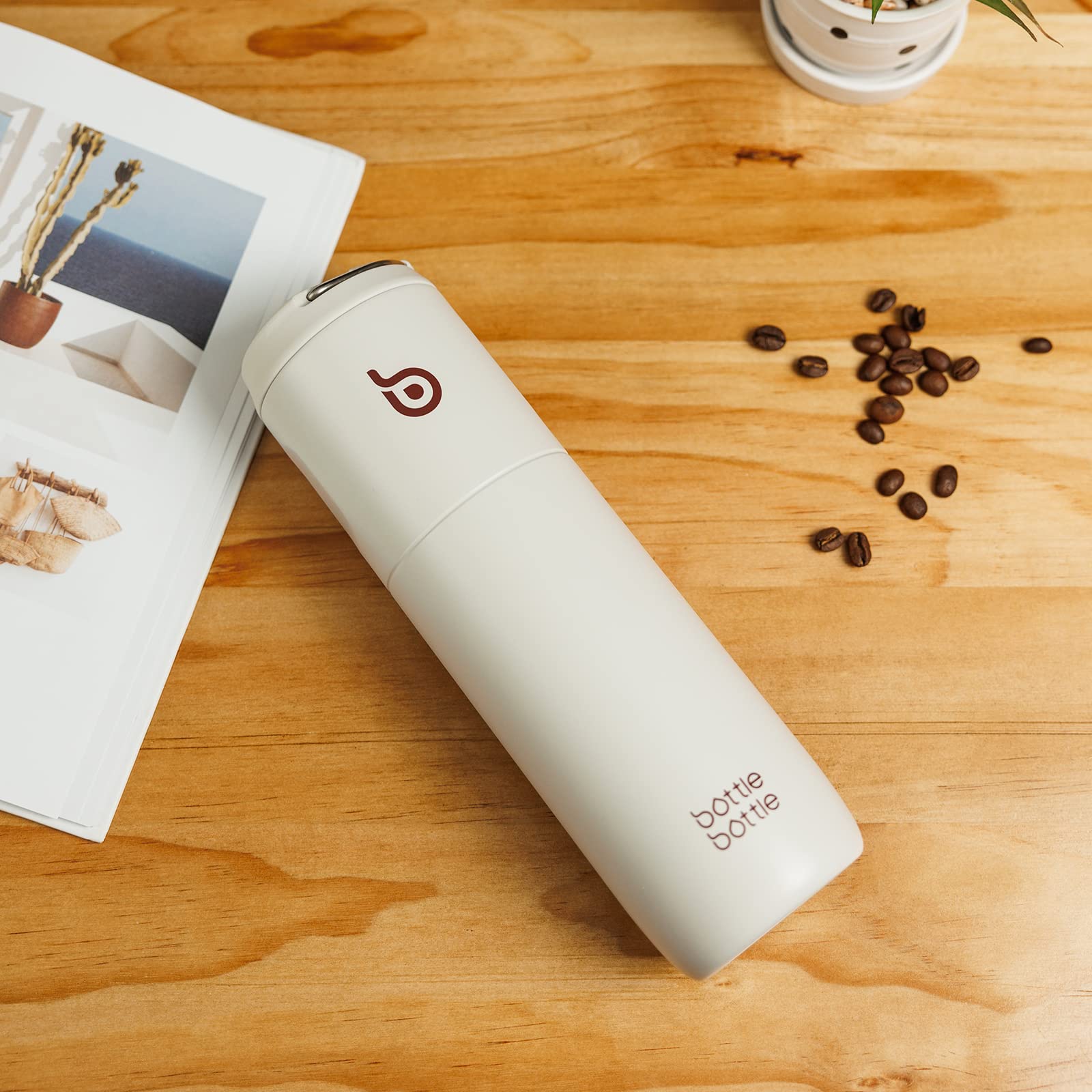 Insulated Water Bottle 700ml(24oz) with Straw, Lid, and Handle - Stainless Steel Sports Travel Gym Bottle for Men and Women (Skiing)