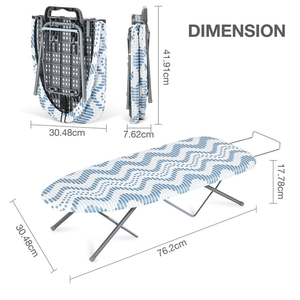 KINGRACK Foldable Ironing Board with Iron Rest, Small Ironing Board, Extra Thick Cover, Portable Tabletop Iron Board wiht Non-Slip Feet for Home