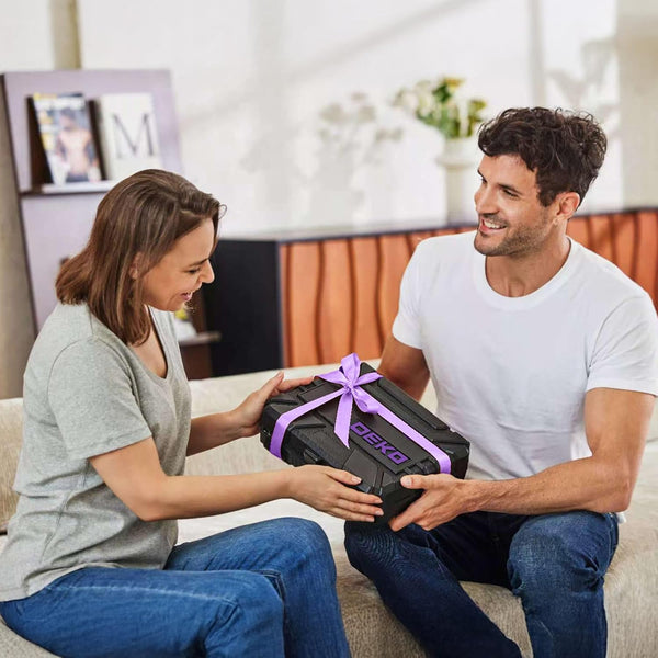 Tool Kit: DEKO Drill Set with Cordless Drill, Tool Kit Set Box, DIY Hand Tools for Men and Home, with 8V Electric Drills Blue,126 Pieces