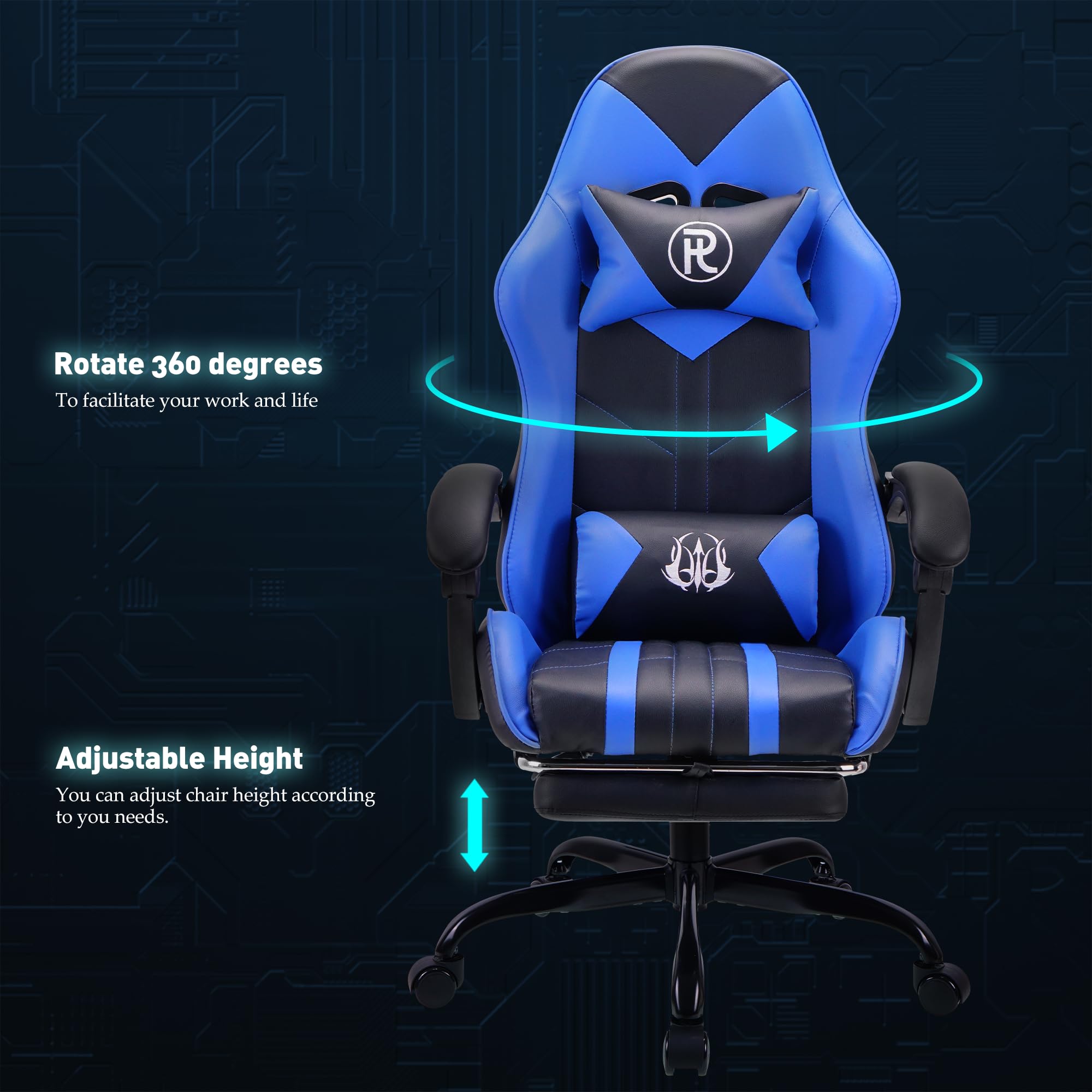 Play haha.Ergonomic reclining seat with footrest adjustable headrest and lumbar cushion high back support padded armrests PU leather finish for gaming home or office use