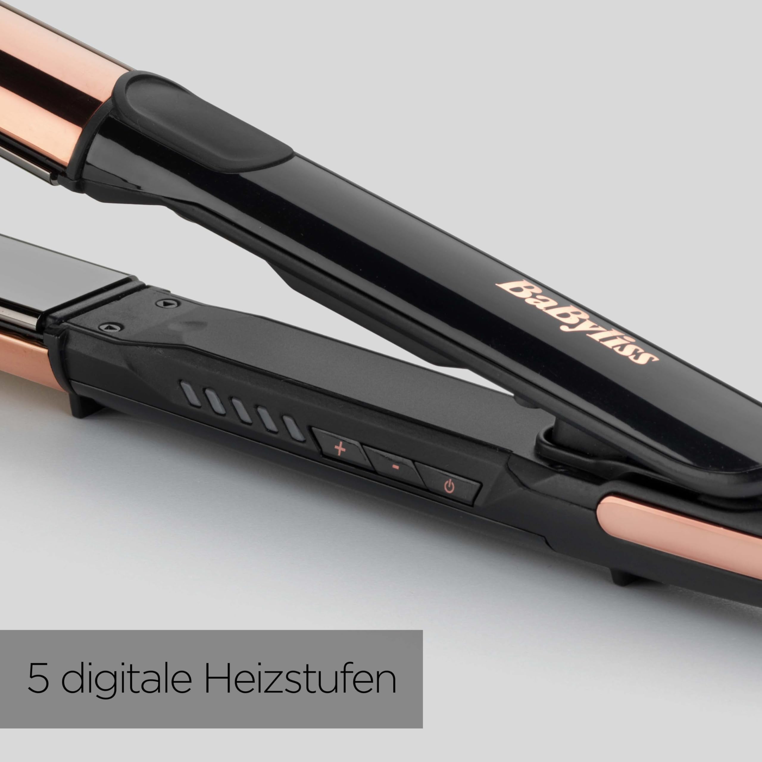 BaByliss Straight and Curl Brilliance Hair Straighteners - Curved Metal Design Easy Styling, Smoothing Titanium Plates, Ionic Anti-Frizz, Fast 15 Second Heat Up, 5 Heat Settings Up to 235°C, 2481U
