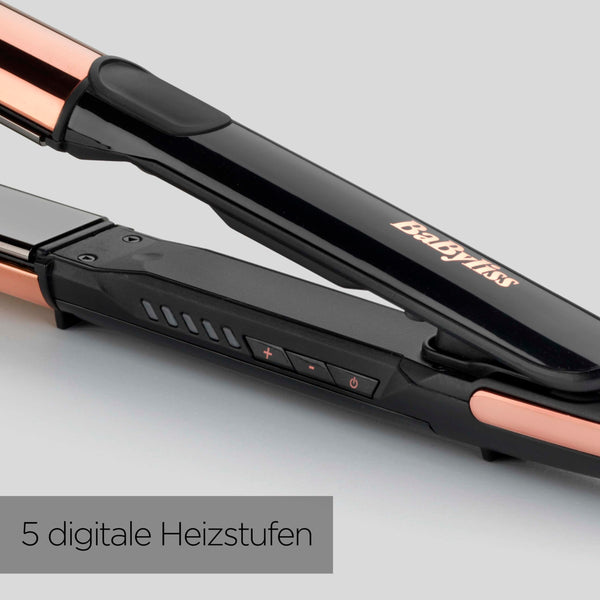 BaByliss Straight and Curl Brilliance Hair Straighteners - Curved Metal Design Easy Styling, Smoothing Titanium Plates, Ionic Anti-Frizz, Fast 15 Second Heat Up, 5 Heat Settings Up to 235°C, 2481U