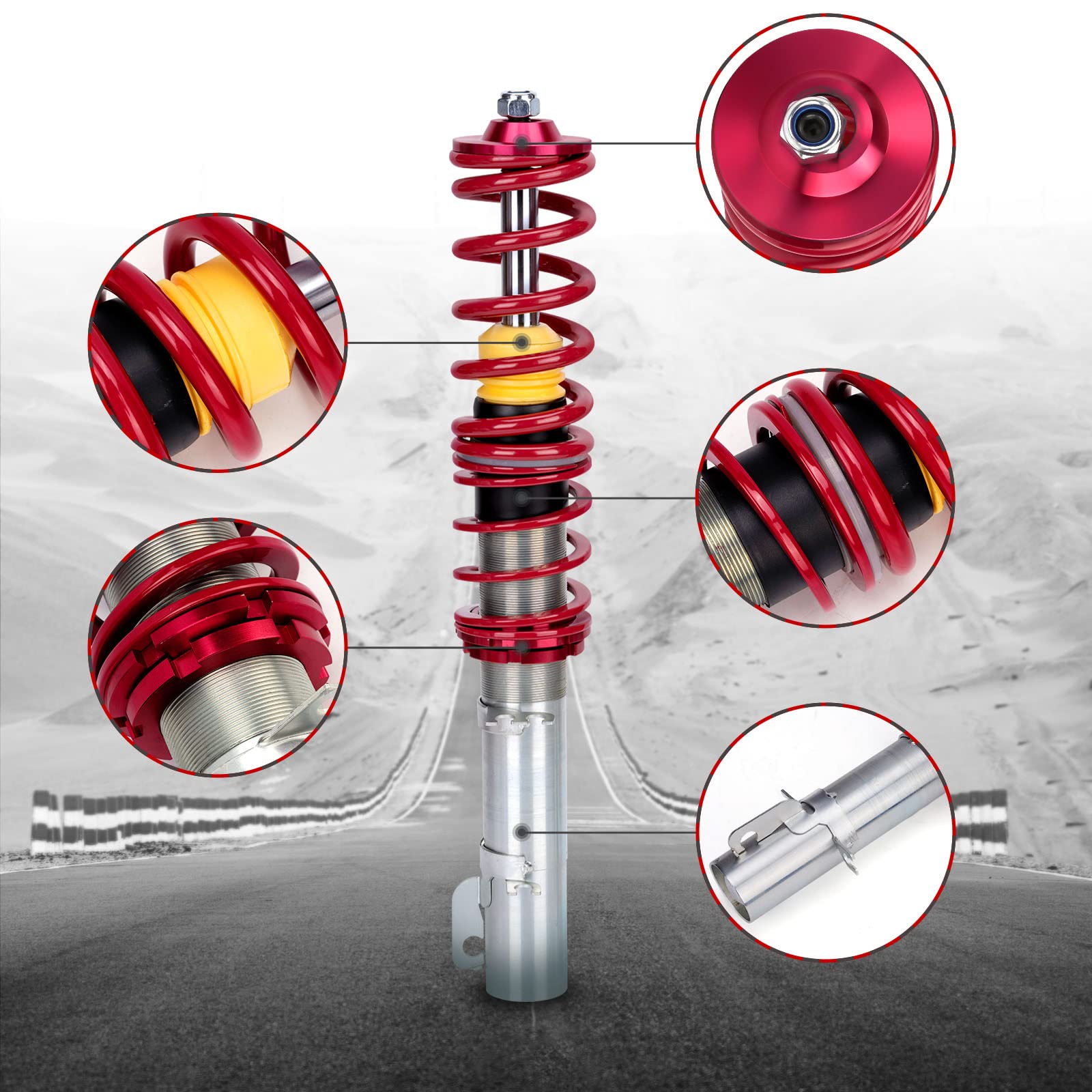 maXpeedingrods Coilovers Lowering Suspension Kits for VW Golf4/for Seat Leon 1M1/for VW New Beetle (9C1, 1C1) - Golden