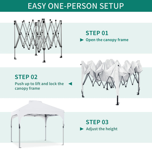 YITAHOME 2.5x2.5M Instant Heavy Duty Pop Up Gazebo, Waterproof Folding Garden Camping Party Tent Canopy Marquee with Roller Bag for Patio Markets Beach