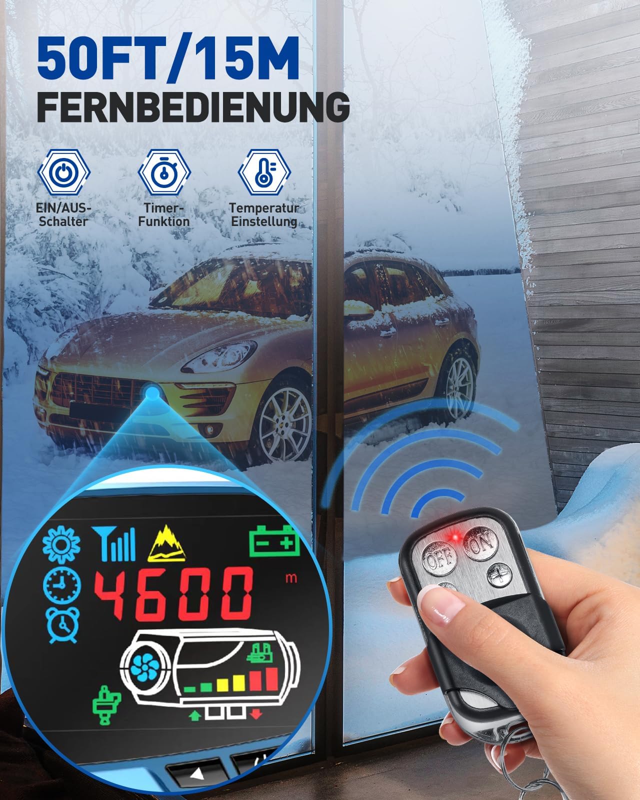 ShockFlo 12V 5KW Diesel Air Heater, All in One Parking Heater Kit with Remote Control, Silencer and LCD Display, Fast Heating, for RV Truck, Motorhomes, Boat, Bus, Car Trailer, Caravans