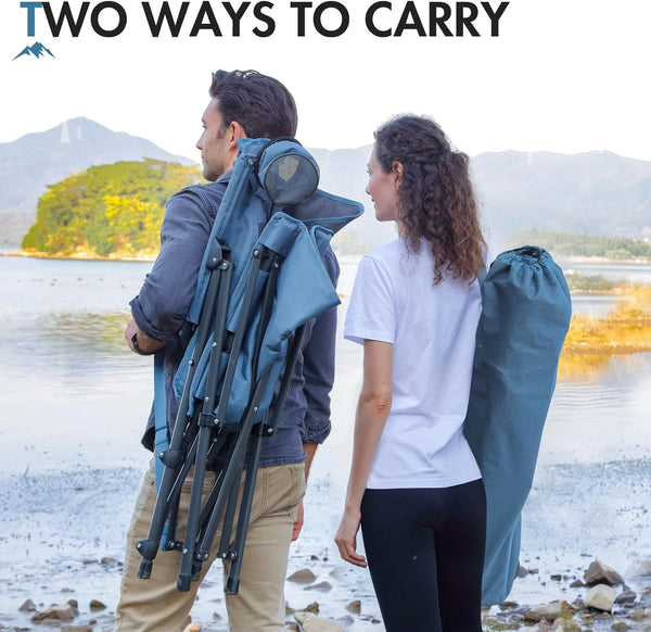 Portal Folding Camping Chair for Adults High Back Heavy Duty 180KG Load Foldable Garden Picnic Festival Collapsible Chair Oversized Hard Armrests Mesh Back Portable for Fishing Beach Patio