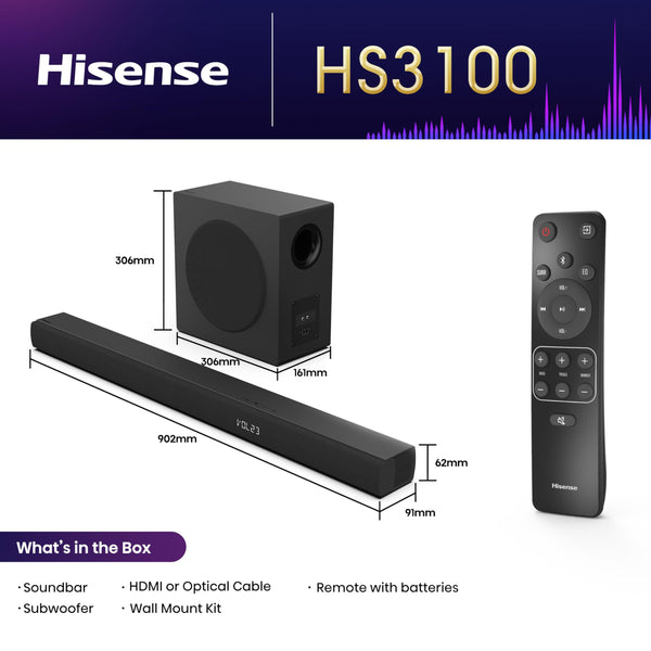 Hisense AX5125H 5.1.2 Channel 500W Dolby Atmos Soundbar with Wireless Subwoofer& Up Firing Speakers& Turly Wireless Rear Speakers