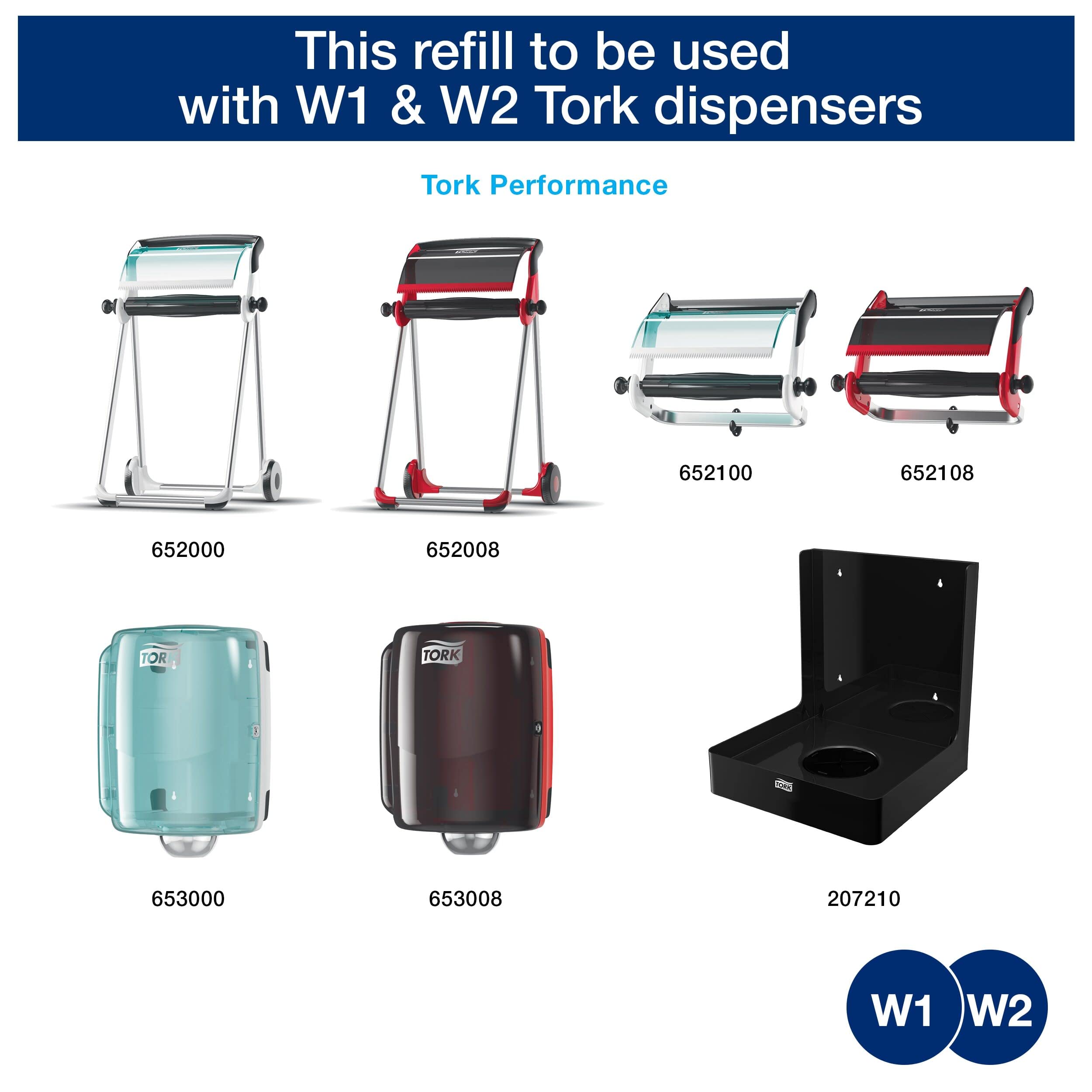 Tork 130070 Heavy-Duty Wiping Paper / 2 Ply Absorbent Paper Roll Suitable for Tork W1 Wipers Wall/Floor/Standard System / Blue / 1 x 340m / Ø 37.5cm