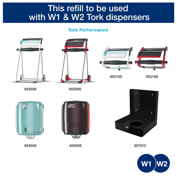 Tork 130070 Heavy-Duty Wiping Paper / 2 Ply Absorbent Paper Roll Suitable for Tork W1 Wipers Wall/Floor/Standard System / Blue / 1 x 340m / Ø 37.5cm