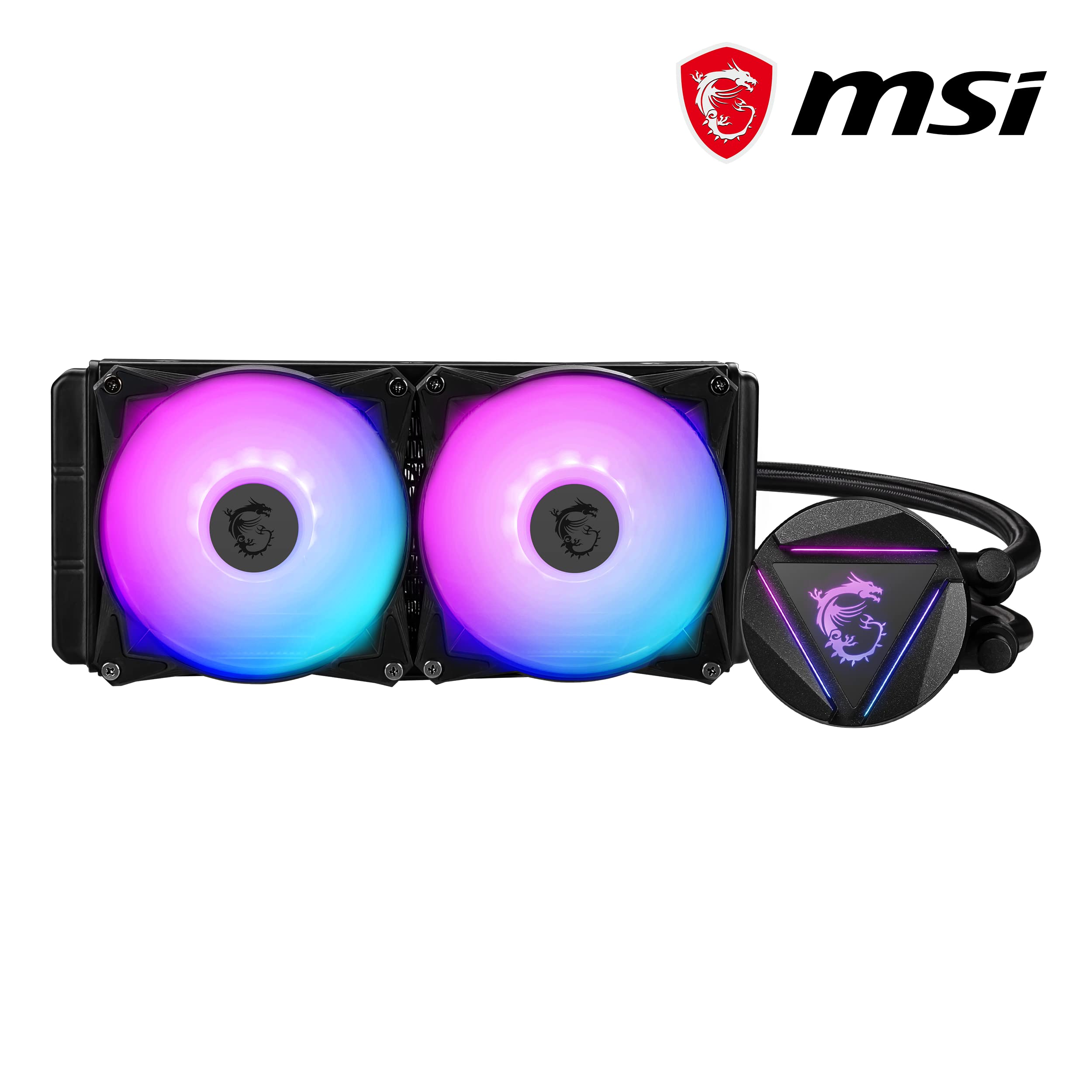 MSI MAG CORELIQUID 360R V2 AIO CPU Liquid Cooler - Rotatable ARGB Blockhead, Integrated Radiator Pump, Split-Flow Water Cooling, Evaporation-Proof Tubing, Easy to Install - AMD & Intel Compatible
