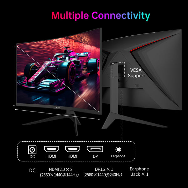 KTC Flat 32 Inch Monitor, QHD 1440P 2K@100Hz IPS Large Computer Monitor, Ultra Thin Bezels, Anti-Blue Light, HDR10, 103% sRGB, 86% DCI-P3, 350 Nits, 3ms MPRT, Adaptive Sync for Working and Gaming