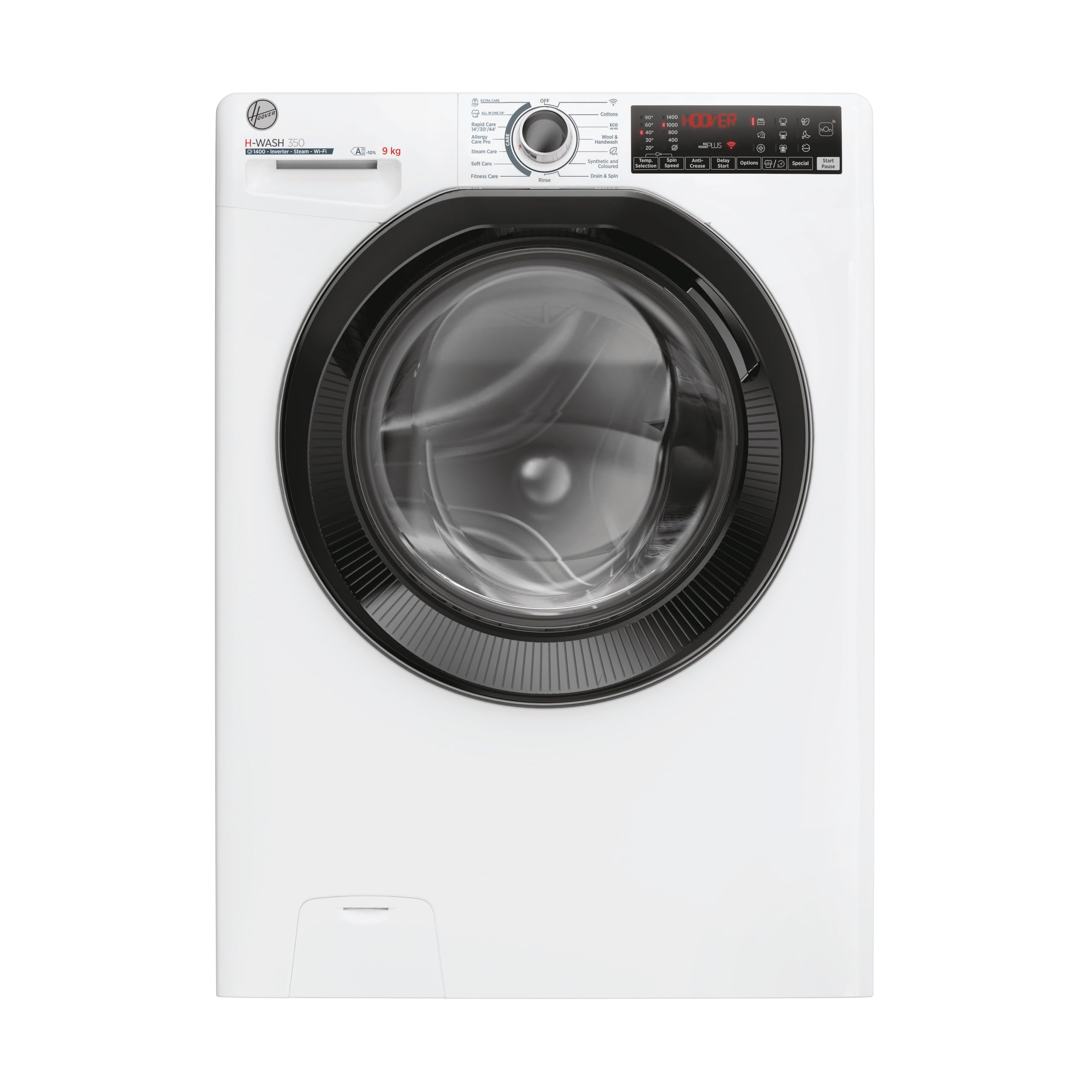 Hoover H-WASH 350 9kg Freestanding Washing Machine, 1400 RPM, A Rated, ECO-Power Inverter Motor, hOn App, 60 Programmes, Eco Doser, Power Care System, Graphite, 60x54x85 cm - H3WPS496TAMBR680