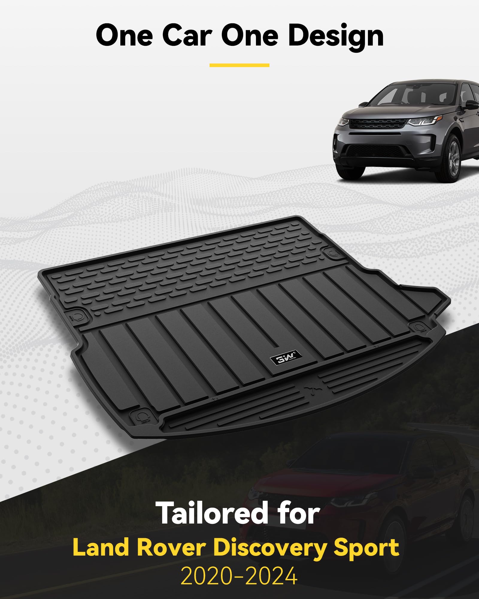 3W Boot Liner Fit for Land Rover Discovery Sport L550 2022 2023 2024 2025, Odorless Thorex™ Dog Friendly Premium Trunk Protection Mats, All Weather Waterproof Anti Slip Easy to Clean Car Accessory