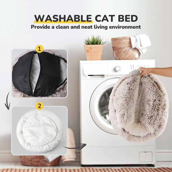 CATISM Cat Beds Cat Bed Pet Bed for Indoor Cats Large Cave Dog Bed Washable Non-Slip Cat Nest Pod Windproof Cat Nesting Bed 50cm Half Moon?