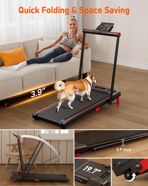 Walking Pad Treadmill, Anylife Incline Walking Pad Under Desk 330lbs Capacity, 2.5HP Portable Treadmills for Home, Compact Treadmill Small Running Pad with LED Display, Remote Control