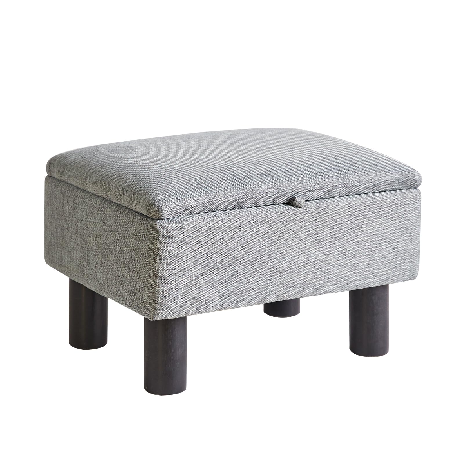 Aibiju Small Foot Stool with Storage, Small Storage Ottoman with Wodden Legs, Sofa Footrest Extra Seating for Living Room Bedroom, Blue Grey,