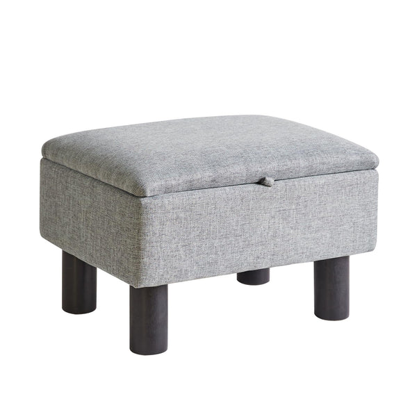 Aibiju Small Foot Stool with Storage, Small Storage Ottoman with Wodden Legs, Sofa Footrest Extra Seating for Living Room Bedroom, Blue Grey,