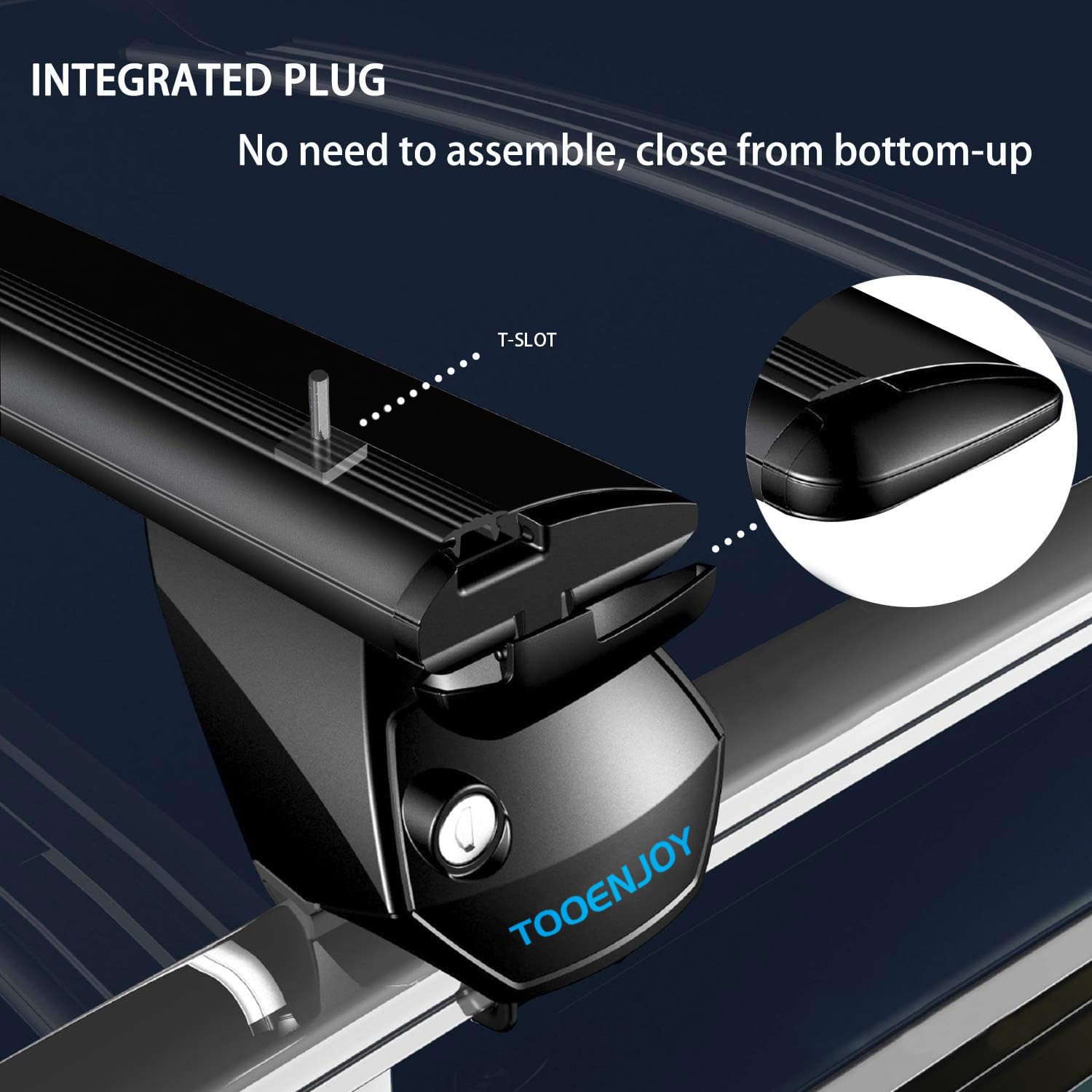 COWVIE Aluminum Universal Roof Rack Cross Bars Pro keyed Locks - Fit Raised Side Rails 120CM