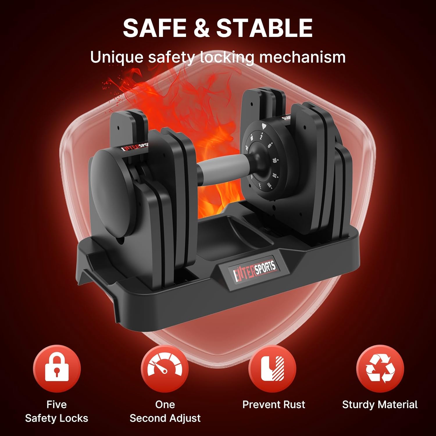 EnterSports 12kg/18KG/27KG Adjustable Dumbbells,Dumbbell Set for Saving Place, Dumbbell Weights with Non-Slip Handle, Home Gym Strength Training Equipment for Full Bodybuilding