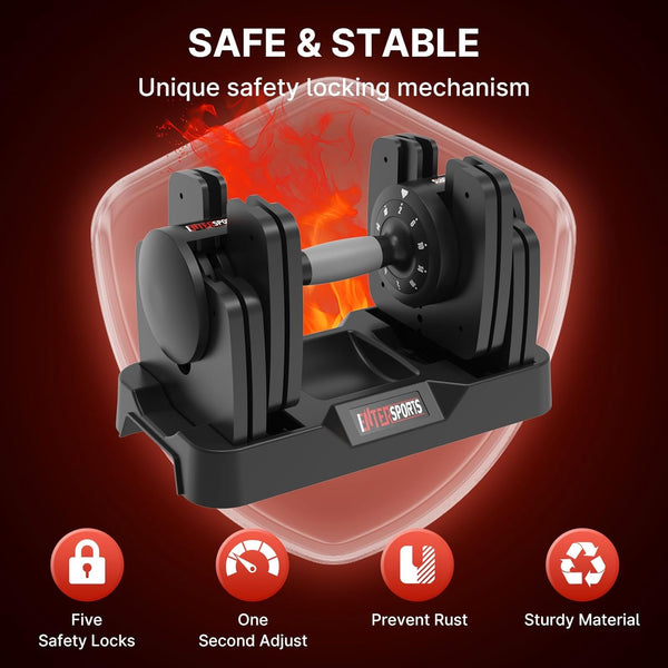 EnterSports 12kg/18KG/27KG Adjustable Dumbbells,Dumbbell Set for Saving Place, Dumbbell Weights with Non-Slip Handle, Home Gym Strength Training Equipment for Full Bodybuilding