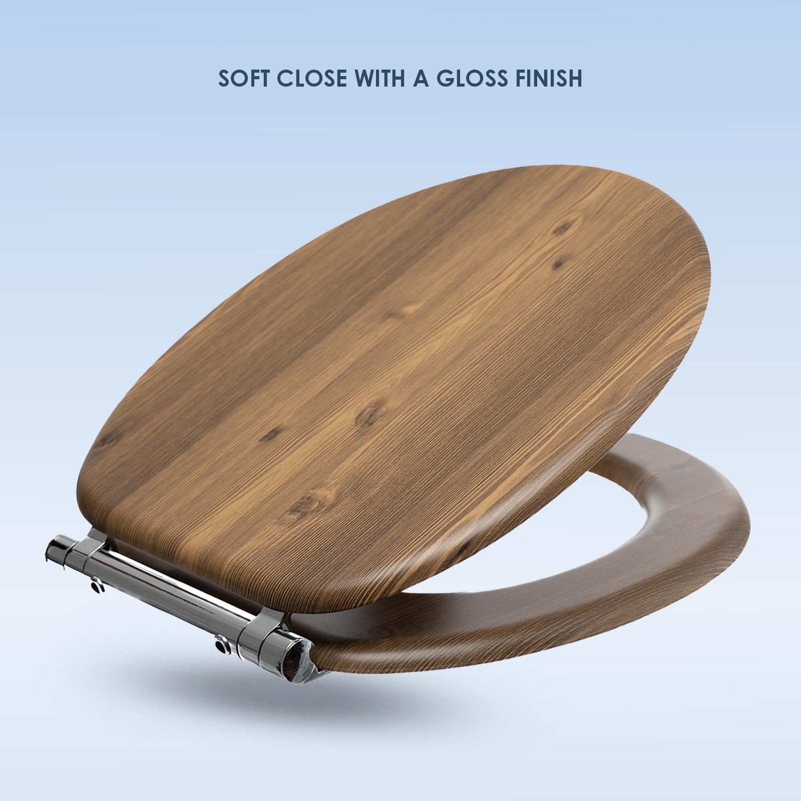 AQUALONA® Luxury Soft Close Toilet Seat - Moulded Wood - Stainless Steel Slow Close Hinges - Click, Lift & Clean Technology (Bamboo Toilet Seat)