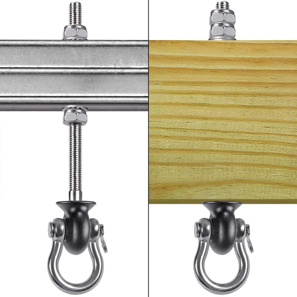 Dolibest 6pcs Swing Hanger, Heavy Duty Hammock Hook M8 Hanging Chair Screw Eye Bolt 245mm Swivel Ceiling Beam Mounting Bracket for Yoga Rope/Aerial