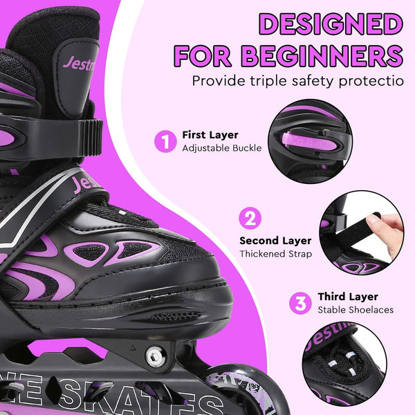 Adjustable Inline Skates for Kids, Girls Boys Light up Inline Skates Size Adjustable Roller Blades for Beginners (Medium (UK 1-4))