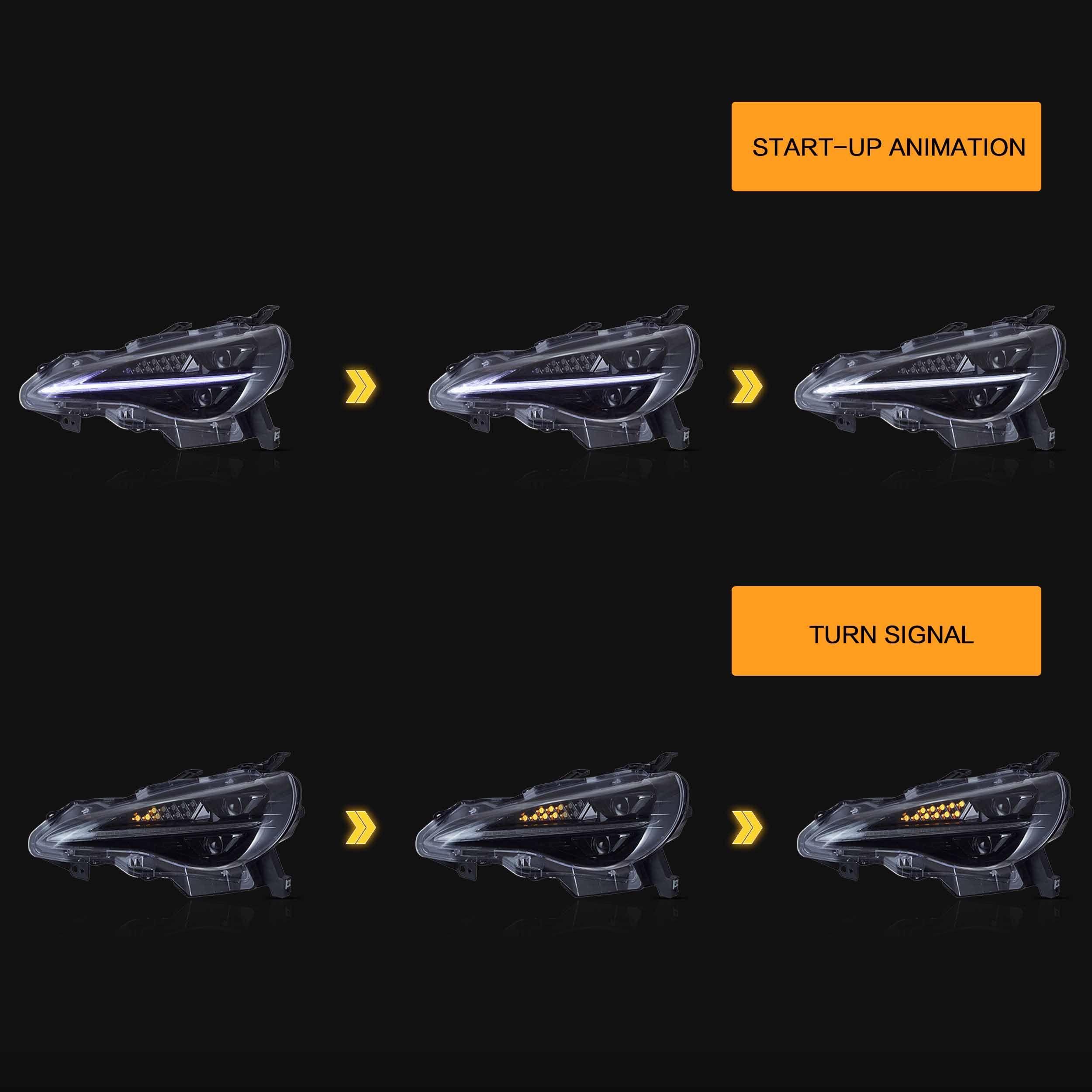 VLAND LED Tail Lights Compatible with Toyota 86 GT86 2012-2020/Subaru BRZ 2013-2020/Scion FR-S 2013-2020, Full LED Rear Light with Sequential Indicator, Red White Lens