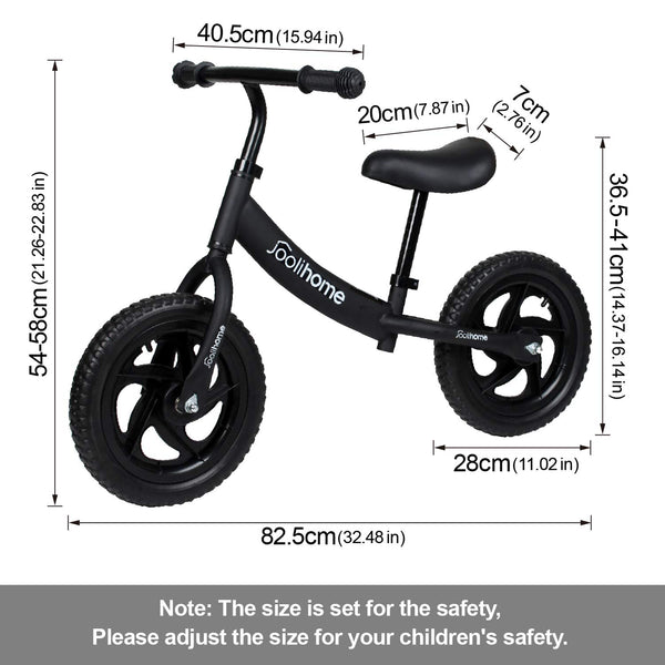 12" Balance Bike Carbon Steel Frame No Pedal Walking Balance Bike Training Bicycle for Kids and Toddlers 2- to 6 Years Old