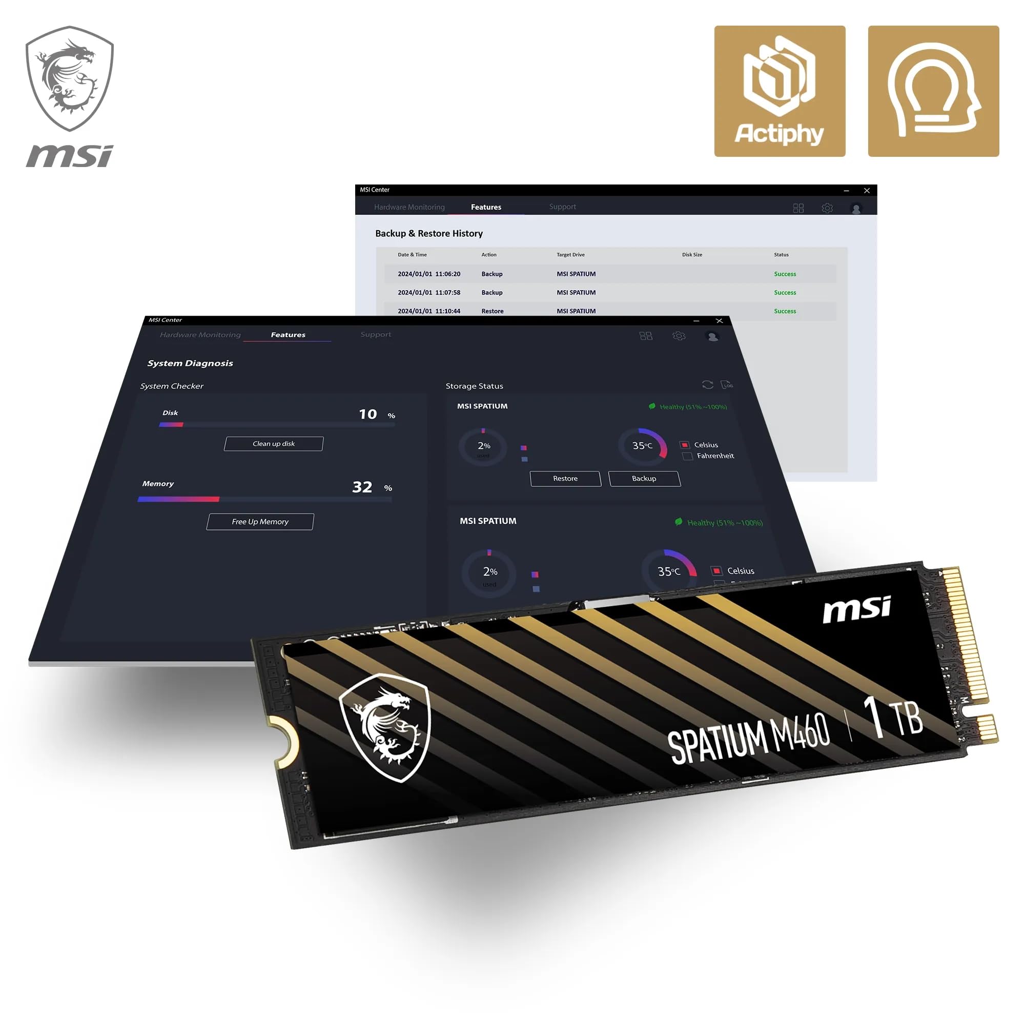 MSI SPATIUM S270 SSD 480GB - SATA 3 2.5" Solid State Drive, 500MB/s Read & 450MB/s Write, 3D NAND, Built-In Data Security, MSI Center - 5 Year Warranty (250 TBW)