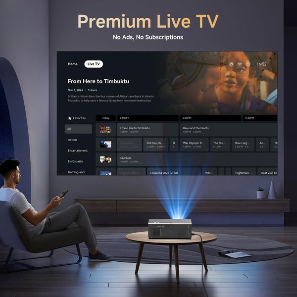 4K Smart Projector for Bedroom with Netflix Smart OS & HDR10 | KOGATA AI Auto Focus, 6D Keystone, WiFi 6 & Bluetooth 5.3 | Outdoor & Indoor Home Cinema Projectors