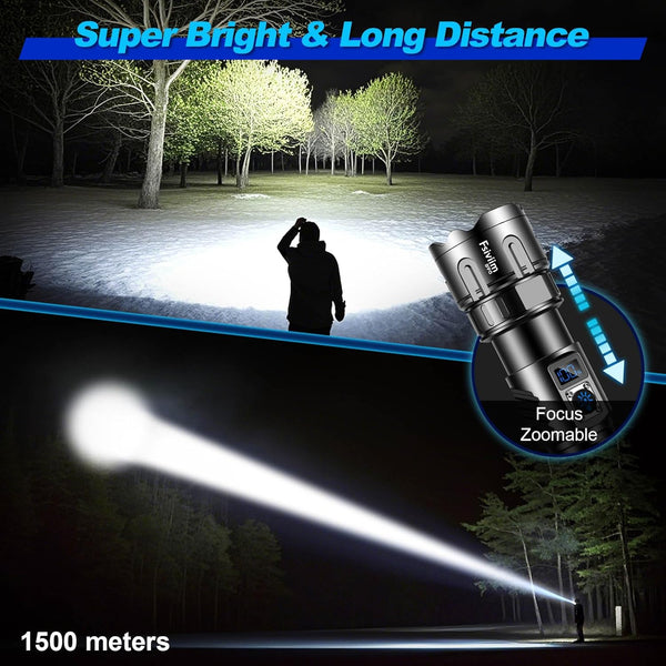 Fsiviim Torches Led Super Bright, 1,000,000 Lumens Led Torch Rechargeable, Powerful Flashlight Torch, High Power Torches for Camping
