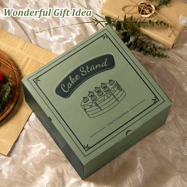 ANBOXIT Cake Stand with Dome Lid, Acacia Wood Cake Plate with Cover, Wooden Cake Display Stand with Acrylic Dome ( Footed )