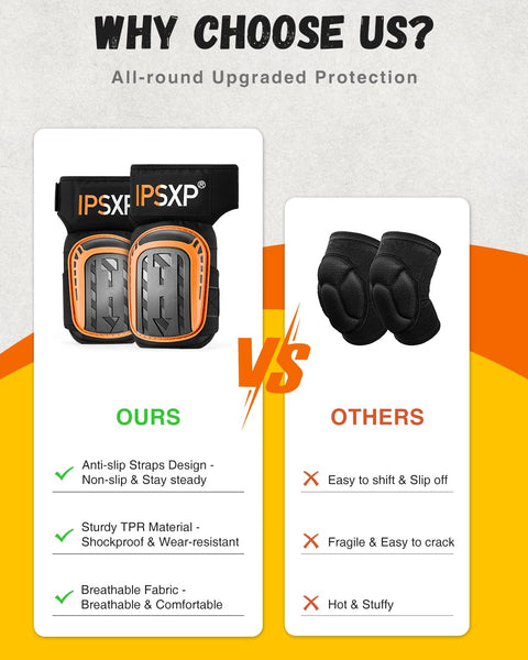 IPSXP Professional Knee Pads for Work,Gardening & Construction Knee Pads for Men and Women with Thick Double Gel Cushion, Strong Adjustable Non-Slip Straps,1 Pair
