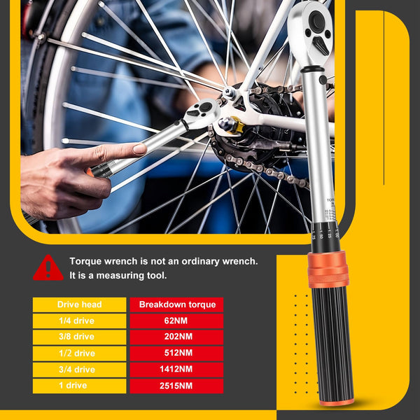 ATsafepro Torque Wrench 3/4 Inch, 100-600 Nm Torque Wrenchs, ±3% Error Accuracy with 48 Teeth Dual-Direction Adjustable for Repair of Car, Truck, Tractor