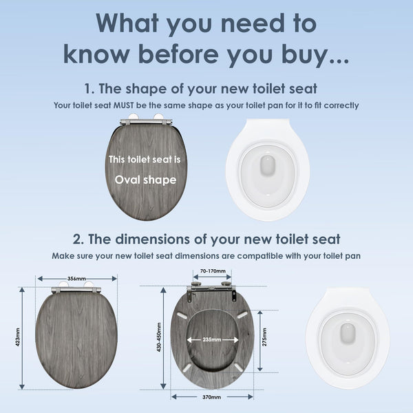 AQUALONA® Luxury Soft Close Toilet Seat - Moulded Wood - Stainless Steel Slow Close Hinges - Click, Lift & Clean Technology (Bamboo Toilet Seat)