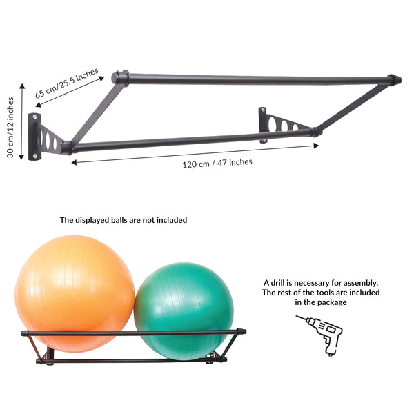 Exercise Ball Holder | Organise Your Space | Wall Mounted Ball Rack | Yoga Ball Holder | Exercise Ball Wall Mount | Fitness Ball Rack | Stability Ball