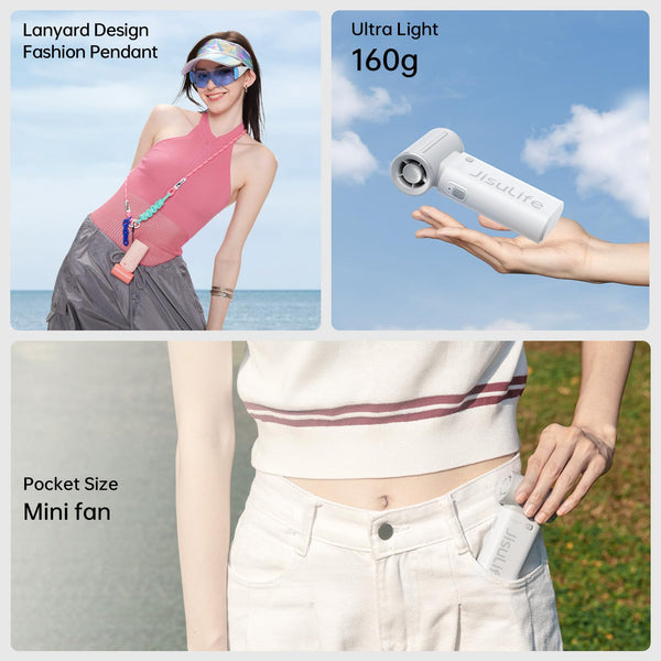 JISULIFE Portable Handheld Fan Life9, Turbo Power High Speed Air [18H Max Cooling Time], 5 Gear Wind, 5000mAh Rechargeable, Mini Pocket Design, Personal Fan for Travel Concerts Camping Makeup - Black