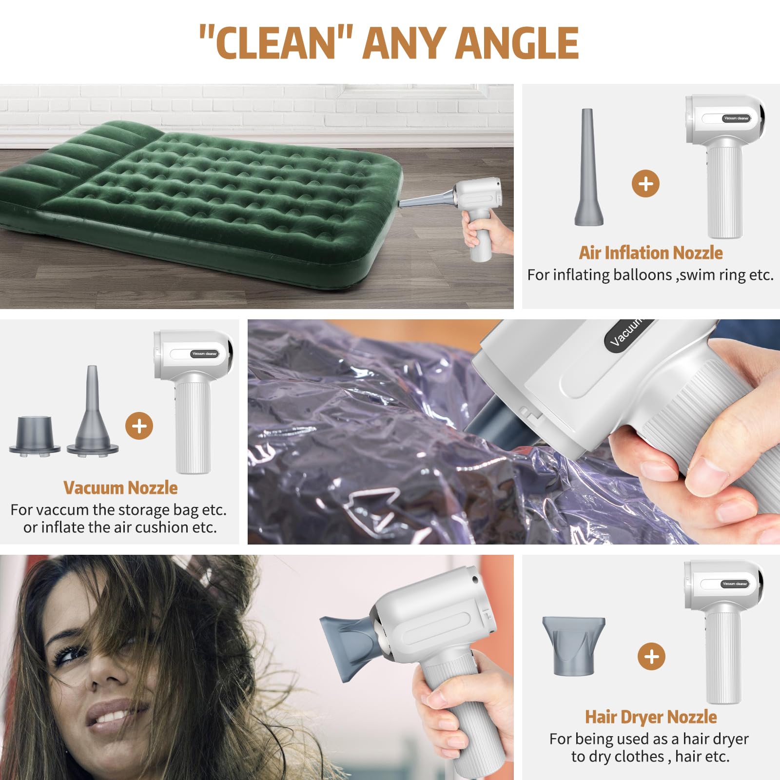 Handheld Vacuum Cordless, 9000Pa Powerful Car Vacuum Cleaner, Rechargeable Portable Lightweight Mini Vacuum Cleaner, USB Car Vacuum Cleaner Car Cleaner for Pet Hair, Car, Home, Office, Kitchen