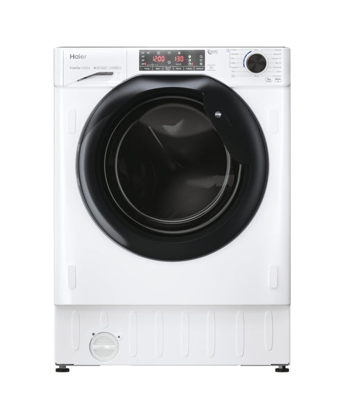 Haier HWQ90B416FWB-UK 9kg Integrated Washing Machine, A Rated, White & Black