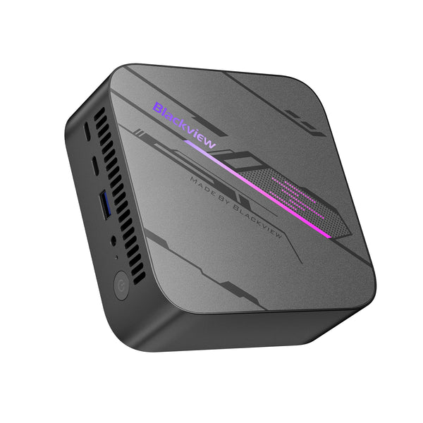 Blackview MP100 Aesthetic Mini PC Win 11 Pro, Ultra-Fluid 144Hz, AMD Ryzen 7430U, 16GB RAM 512GB SSD Mini Desktop Computer, Smart RGB, 3-Year Guarantee, WiFi 6/BT 5.2, Triple 4K Display for Home