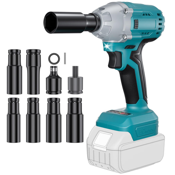 Nananuu 700Nm 3 in1 Cordless Impact Wrench Compatible with Makita 18V Lithium Battery (No Battery), Brushless Impact Wrench with 6 Sockets and LED Light for Scaffolding and Automotive Assembly