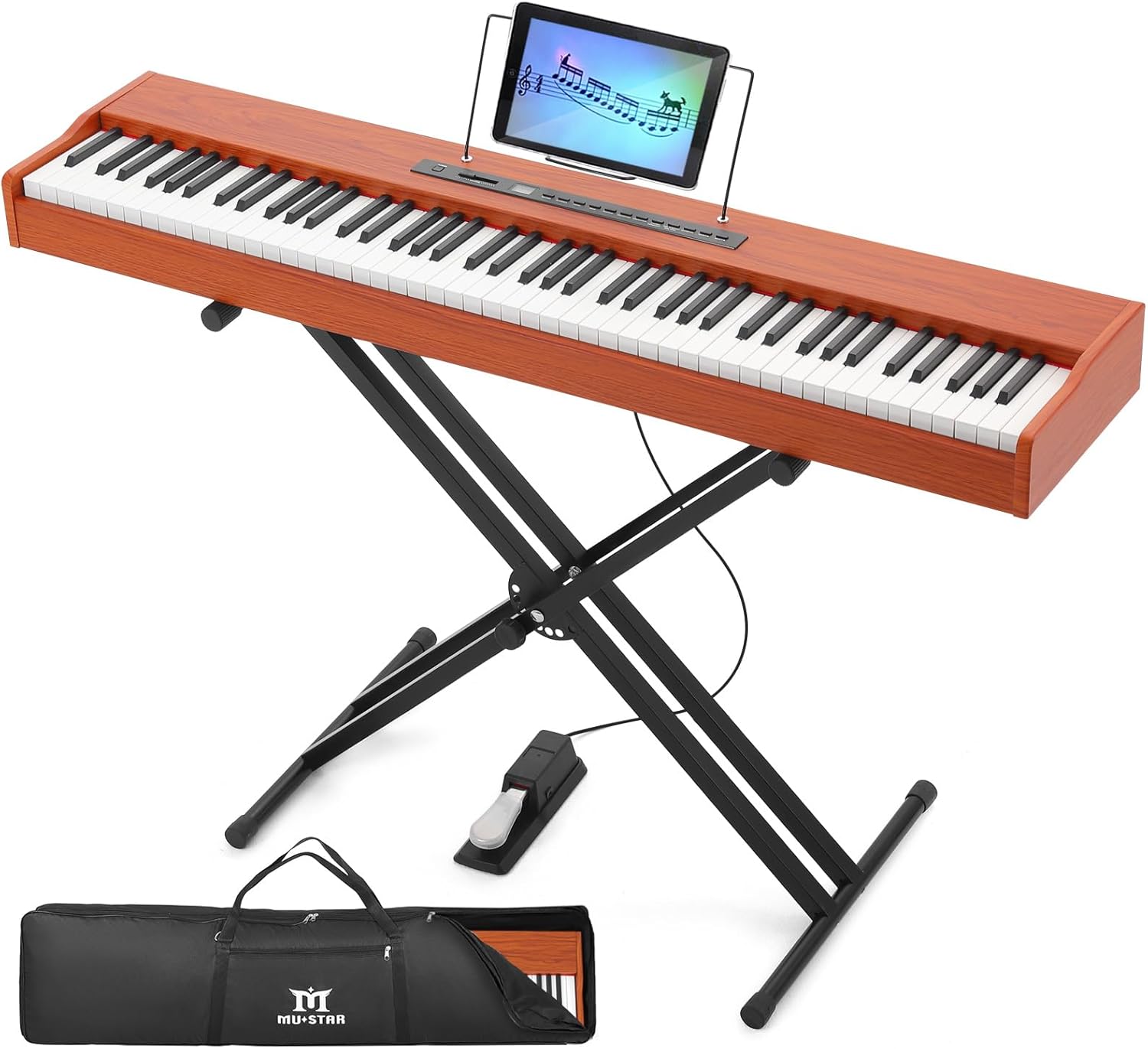 MUSTAR Digital Piano 88 Weighted Keys Hammer Action, Full Size 88 Key Piano Keyboard Weighted, Electric Keyboard Piano with Bluetooth Connection, Portable Case, Sustain Pedal, White