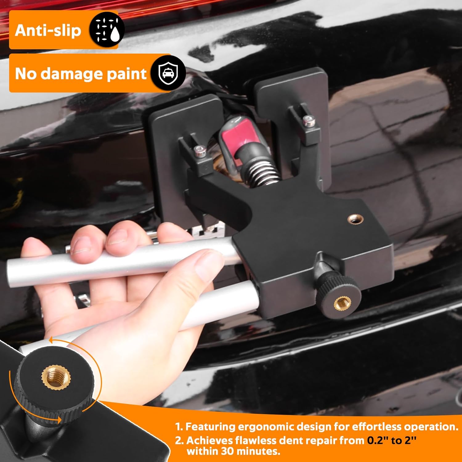 PDR TOOLS 59PCS Dent Puller Kit, Paintless Dent Repair Kit with Adjustable Width Dent Lifter & 100W Glue gun Hail Damage Dent Repair Kit for Auto Dent Removal, Small Hail Damage, Door Ding