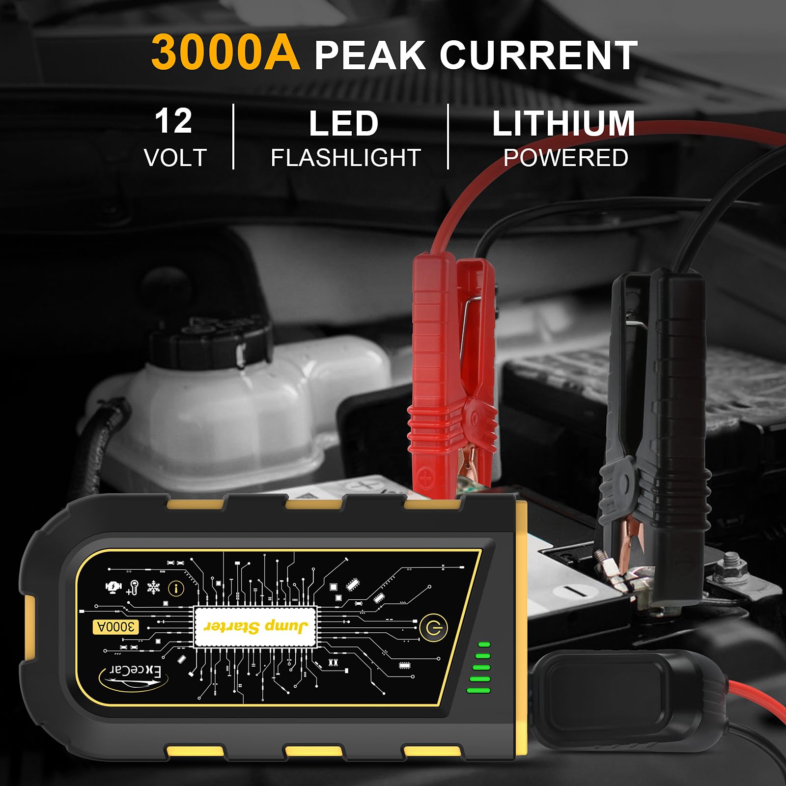 lifBetter 3500A Portable Jump Starter Power Pack, 12V Car Battery Booster Jump Starter Power Pack(Up to 10.0L Petrol and 6.5L Diesel Engines) with LCD Screen, 3 modes LED Flashlight (3500A)