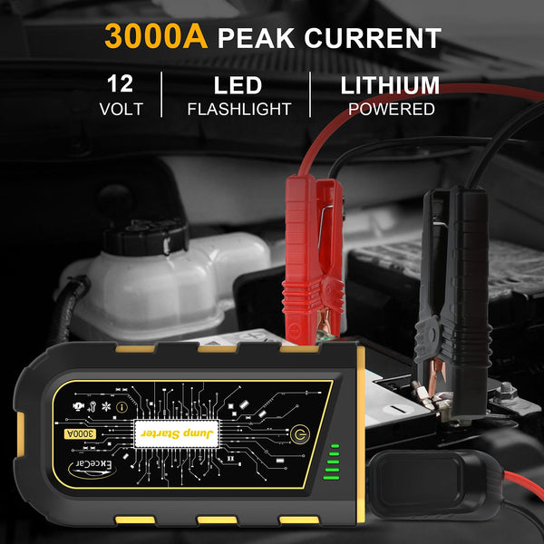 lifBetter 3500A Portable Jump Starter Power Pack, 12V Car Battery Booster Jump Starter Power Pack(Up to 10.0L Petrol and 6.5L Diesel Engines) with LCD Screen, 3 modes LED Flashlight (3500A)