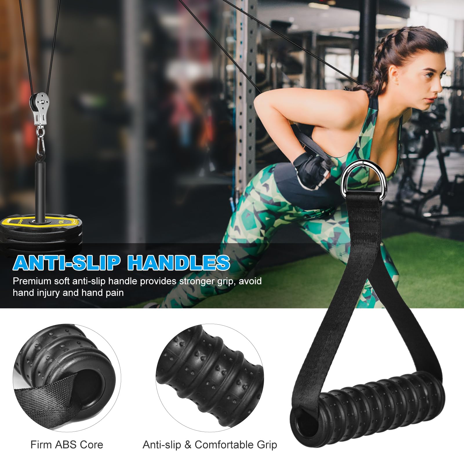 FASPUP Cable Pulley System Home Gym, Black Steel Cable Crossover Attachments for LAT Pull Down, Arm Workout