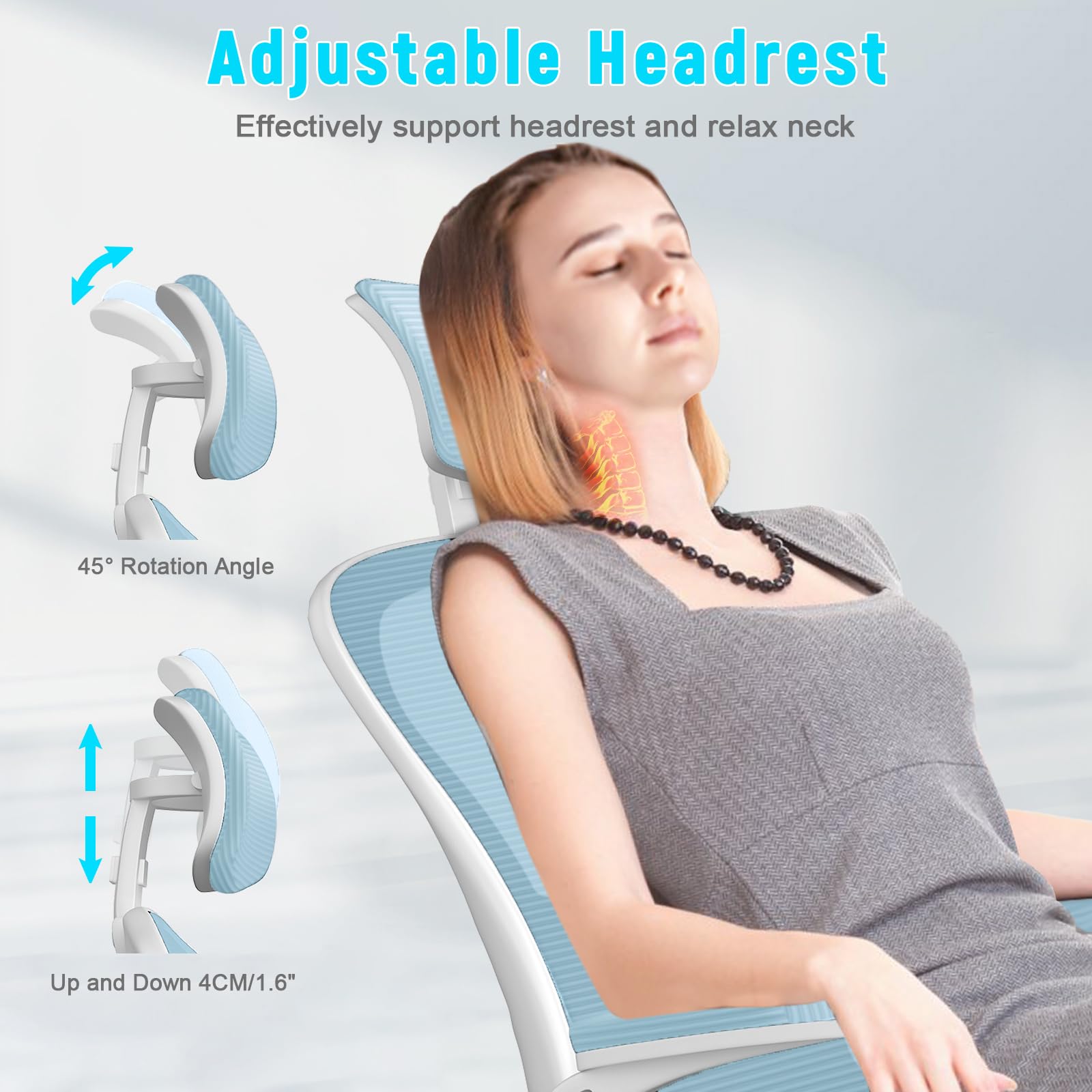 naspaluro Office Chair Ergonomic Desk with 90° Flip-up Armrest Lumbar Support, Height Adjustable Chair, Executive Swivel Computer Padded Seat Cushion for Home/Office